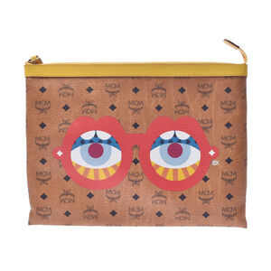 MCM Carl Craig Cognac Yellow Calfskin Clutch Bag